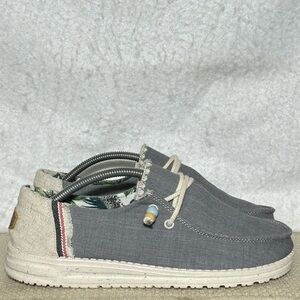 Hey Dude Womens Grey Wendy Fringe Indigo Slip On Casual Shoes SZ US 8